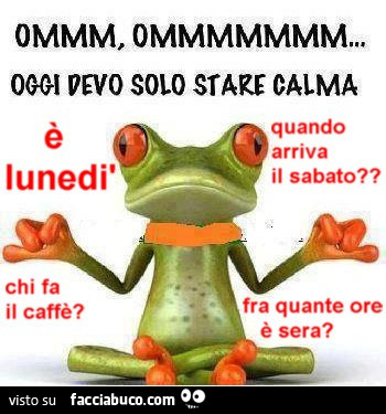 Ommm, ommmmmmm… oggi devo solo stare calma. È Lunedì, chi fa il caffè? Quando arriva il sabato? Fra quante ore è sera?
