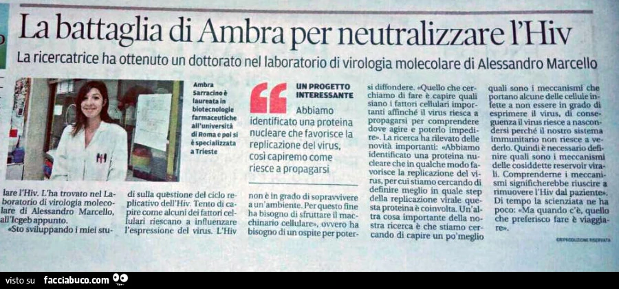 La battaglia di Ambra per neutralizzare l'Hiv