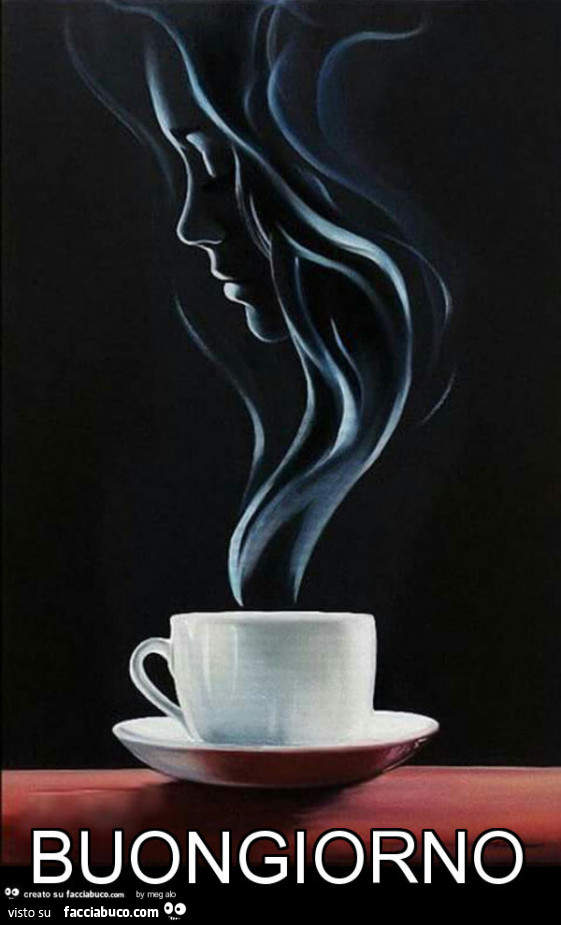 Il fumo di caffè con il volto di donna. Buongiorno