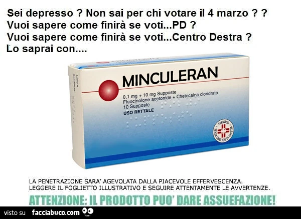 Sei depresso? Non sai per chi votare il 4 marzo? Vuoi sapere come finirà se voti&hellip; PD? Vuoi sapere come finirà se voti&hellip; centro destra? Lo saprai con&hellip; Minculeran