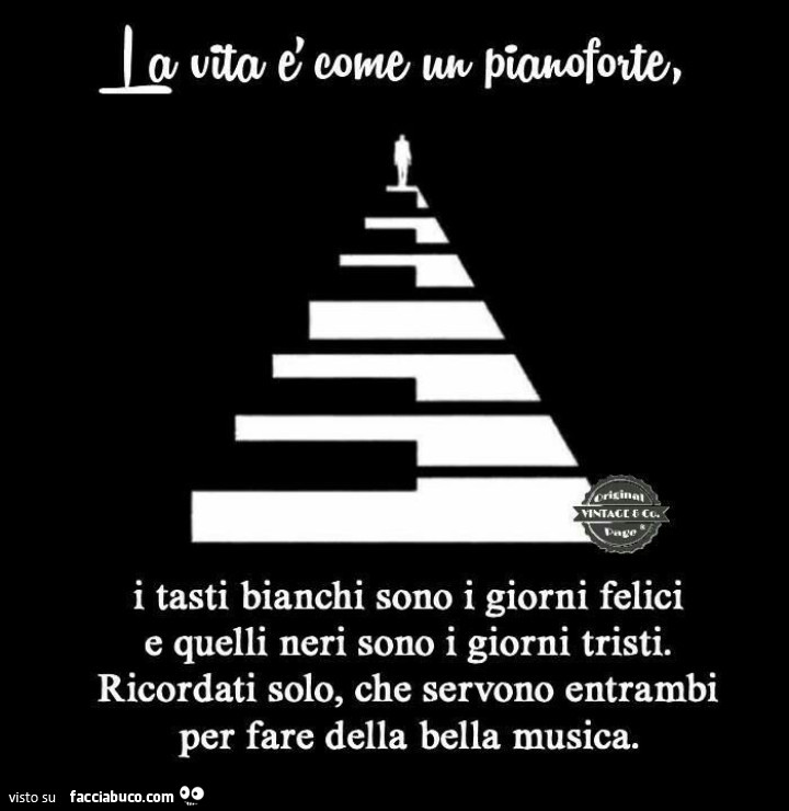 La Vita E Come Un Pianoforte I Tasti Bianchi Sono I Giorni Felici E Quelli Neri Facciabuco Com