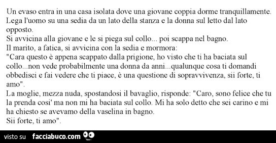 Un evaso entra in una casa isolata dove una giovane coppia dorme tranquillamente. Lega l'uomo su una sedia da un lato della stanza e la donna sul letto dal lato opposto