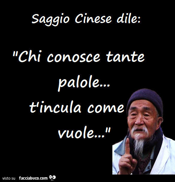 Saggio cinese dile: chi conosce tante palole… t'incula come vuole