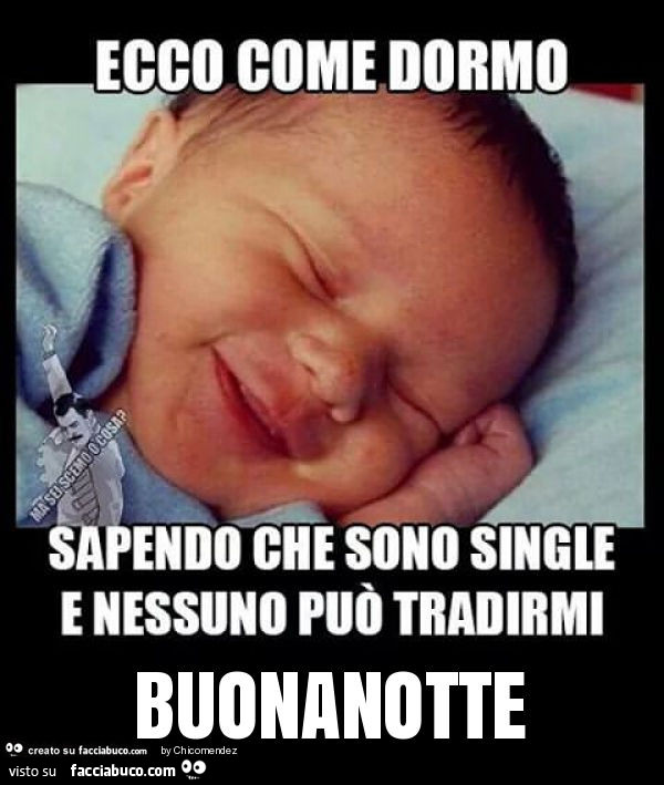 Ecco come dormo sapendo che sono single e nessuno può tradirmi. Buonanotte