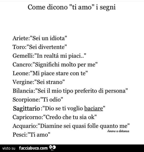 Come dicono ti amo i segni