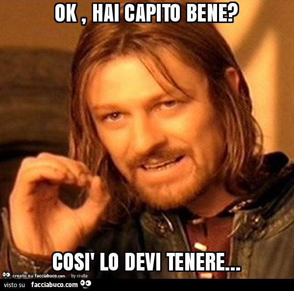 Ok, hai capito bene? Così lo devi tenere