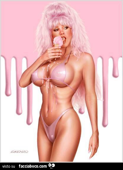 Tettona in bikini mangia il gelato