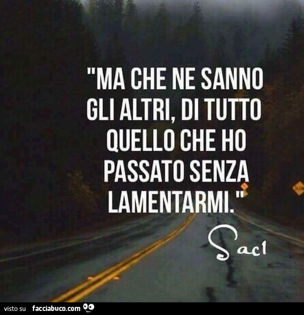 Ma che ne sanno gli altri, di tutto quello che ho passato senza lamentarmi