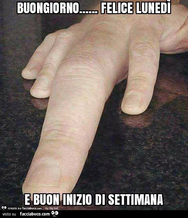 Dito medio gigante. Buongiorno&hellip; felice lunedì e buon inizio di settimana