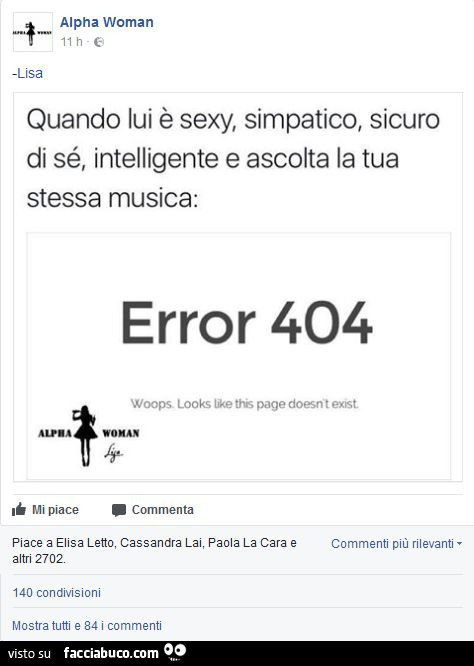 Quando lui è sexy, simpatico, sicuro di sé, intelligente e ascolta la tua stessa musica: error 404