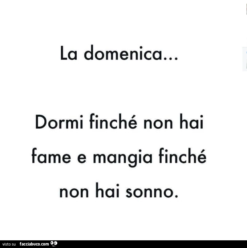 La domenica&hellip; dormi finché non hai fame e mangia finché non hai sonno