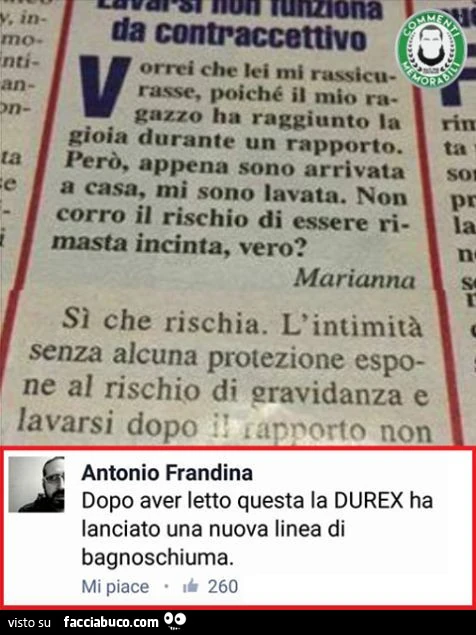 Dopo aver letto questa la durex ha lanciato una nuova linea di bagnoschiuma