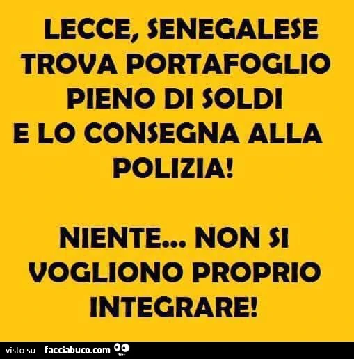lecce, senegalese trova portafogli pieno di soldi e lo consegna alla polizia! Non si vogliono integrare!