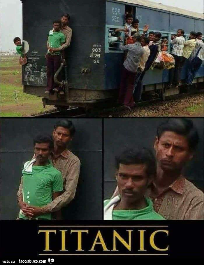 Immigrati sul treno come la scena del Titanic