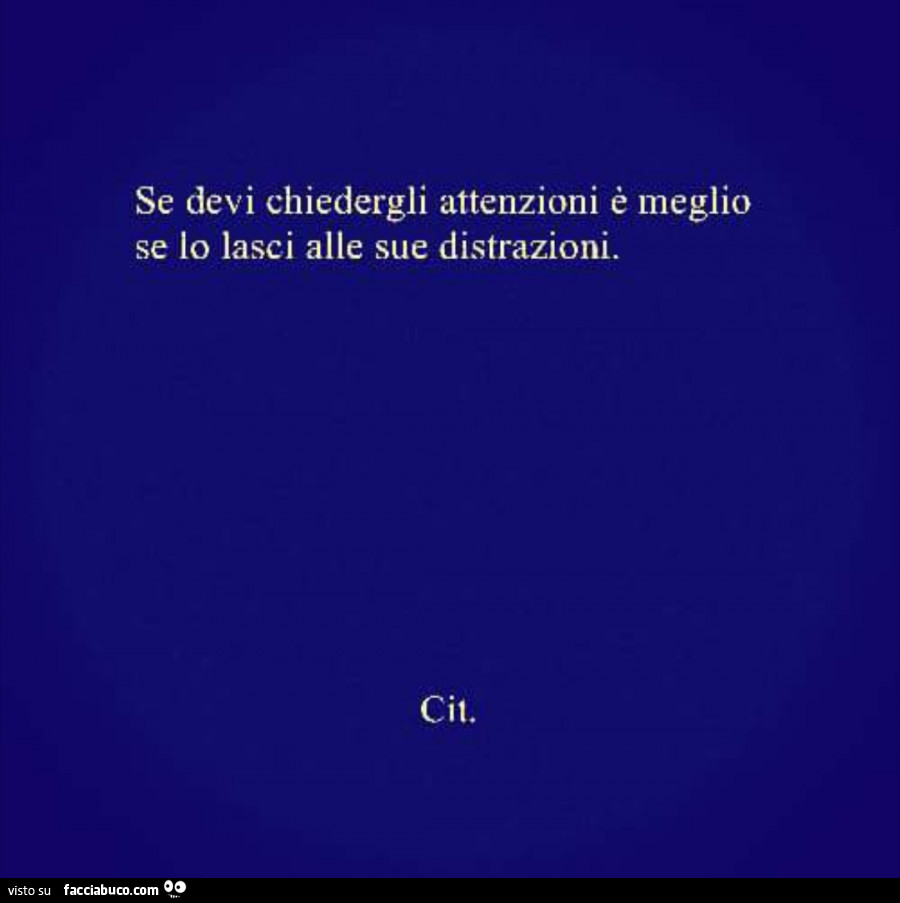 Se devi chiedergli attenzioni è meglio se lo lasci alle sue distrazioni