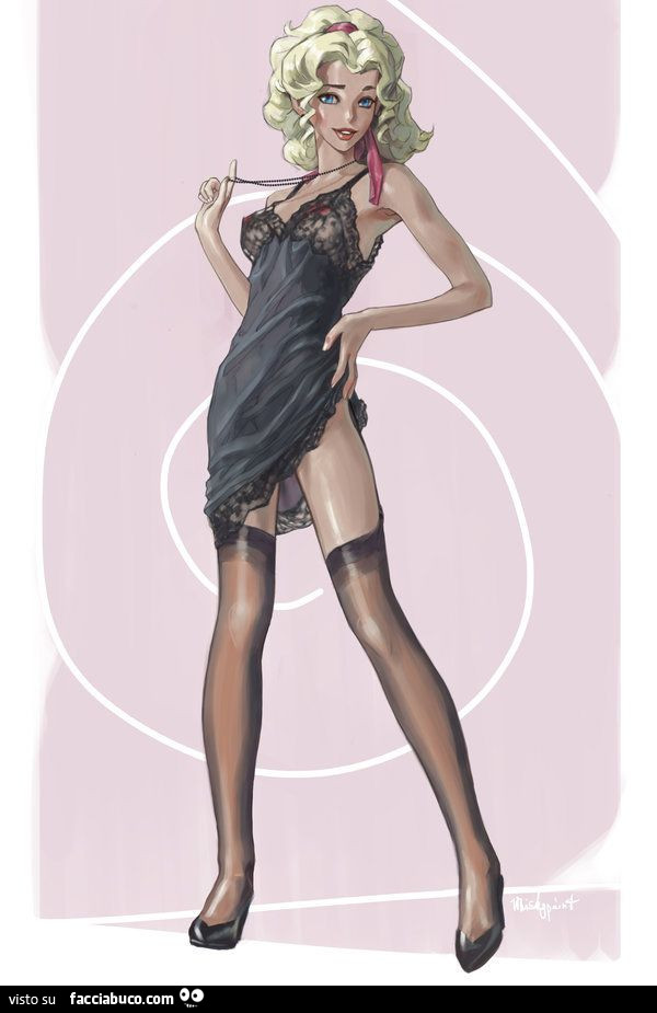 Illustrazione di donna sexy con baby doll e autoreggenti