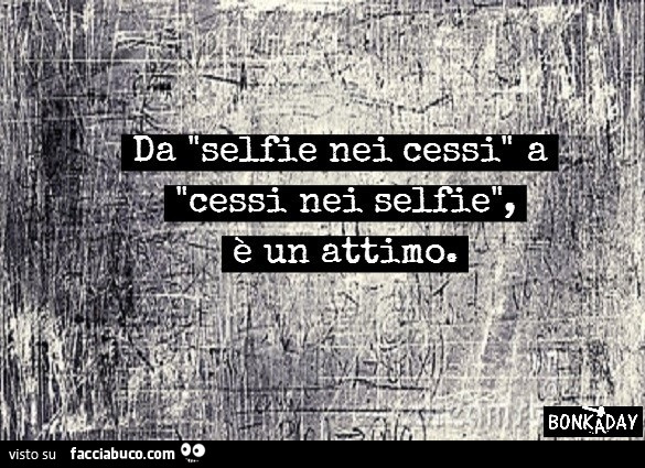 Da selfie nei cessi a cessi nei selfie, è un attimo
