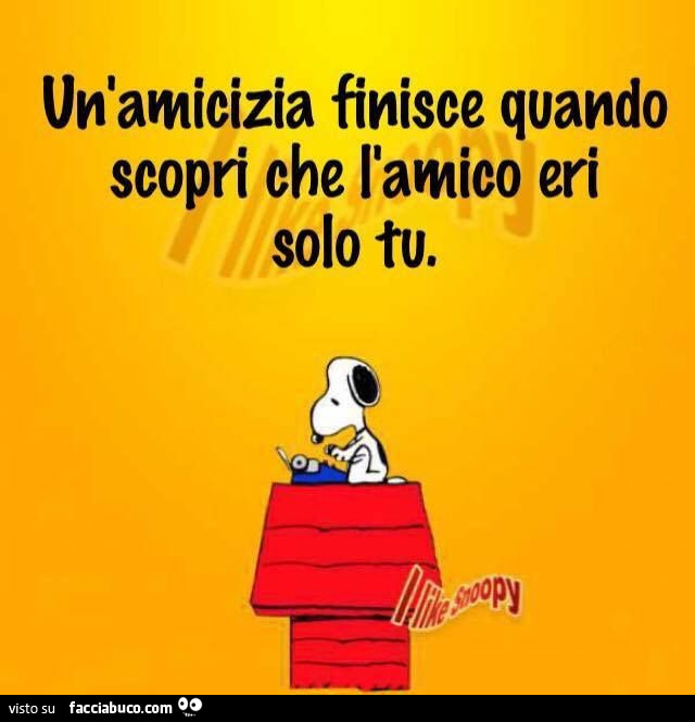 Un'amicizia finisce quando scopri che l'amico eri solo tu
