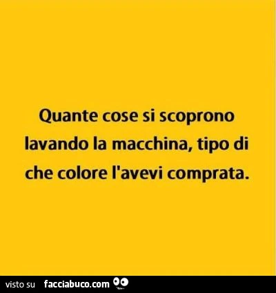 Quante cose si scoprono lavando la macchina&hellip; tipo di che colore l'avevi comprata