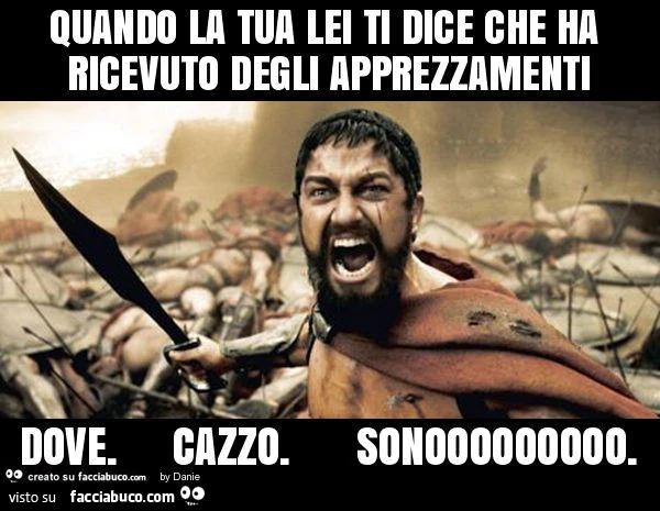 Quando la tua lei ti dice che ha ricevuto degli apprezzamenti dove. Cazzo. Sonooooooooo