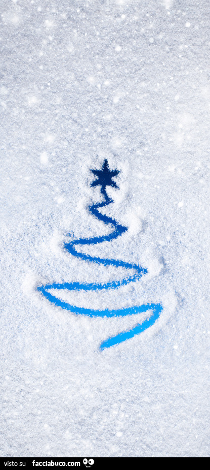Disegno dell'albero di natale sulla neve