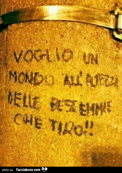 Voglio un mondo all'altezza delle bestemmie che tiro