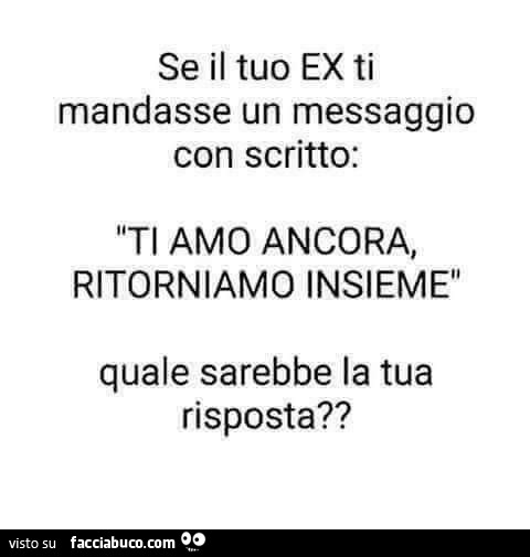 Se il tuo ex ti mandasse un messaggio con scritto: ti amo ancora, ritorniamo insieme quale sarebbe la tua risposta?