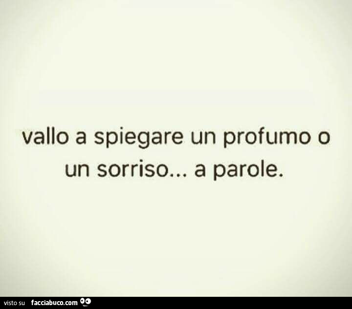 Vallo a spiegare un profumo o un sorriso… a parole