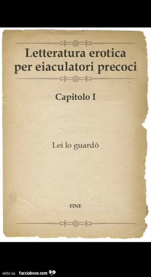 Letteratura erotica per eiaculatori precoci. Capitolo 1. Lei lo guardò. Fine