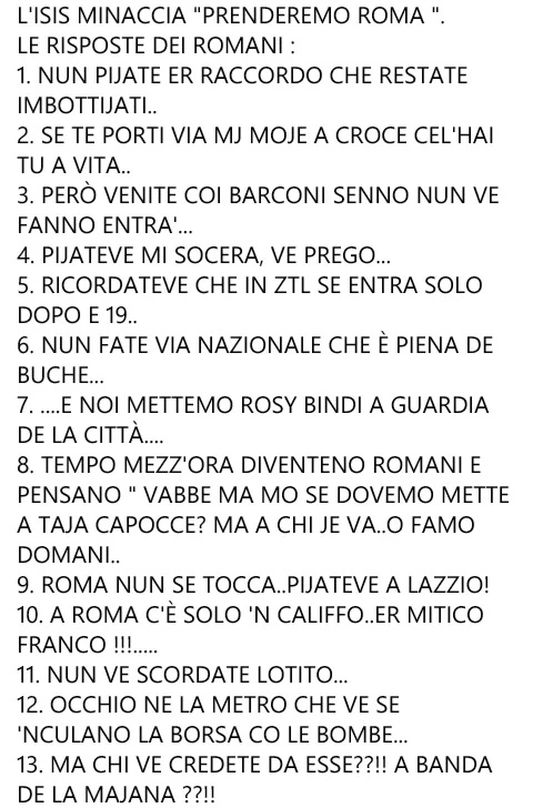 L'isis minaccia prenderemo roma&hellip; le risposte dei romani