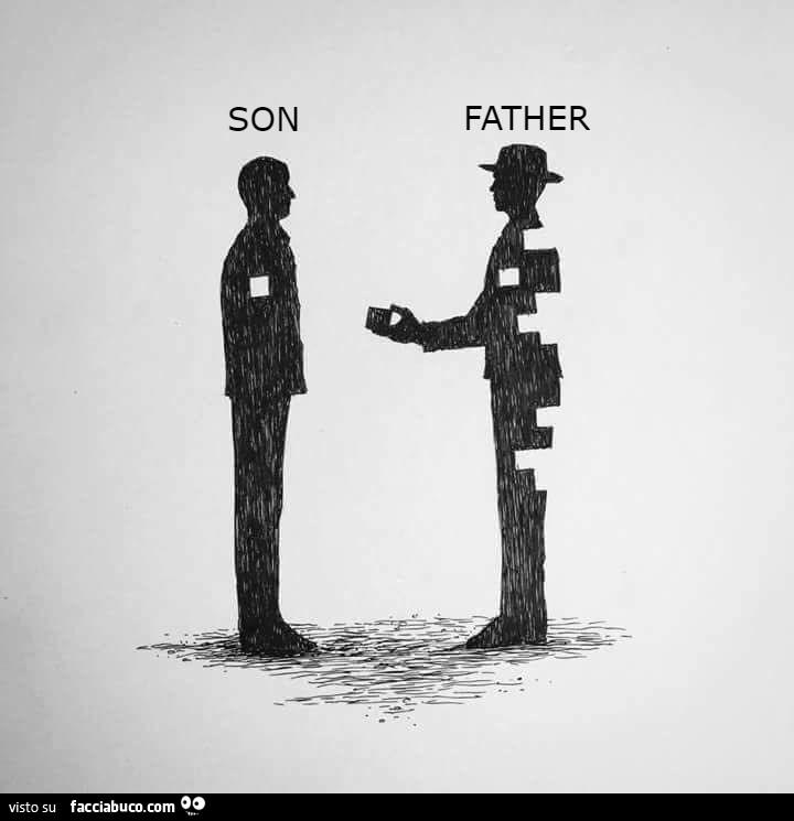 Il padre dona pezzi di se stesso al figlio