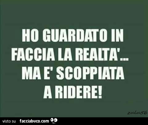 Ho guardato in faccia la realtà. Ma è scoppiata a ridere