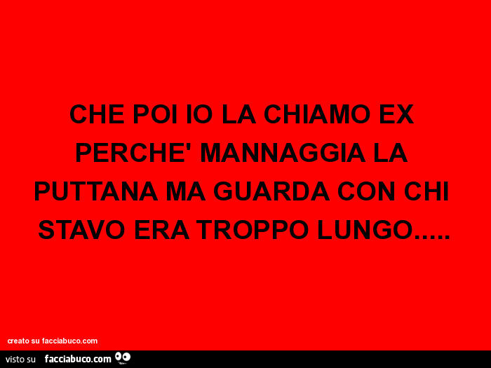 Che poi io la chiamo ex perchè mannaggia la puttana ma guarda con chi stavo era troppo lungo