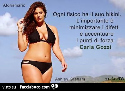 Ogni fisico ha il suo bikini. L'importante è minimizzare i difetti e accentuare i punti di forza. Carla Gozzi