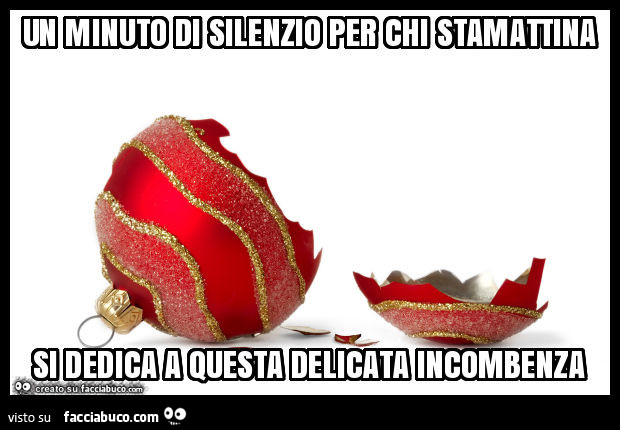Palla dell'albero di natale rotta: Un minuto di silenzio per chi stamattina si dedica a questa delicata incombenza