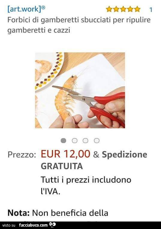 Forbici di gamberetti sbucciati per ripulire gamberetti e cazzi