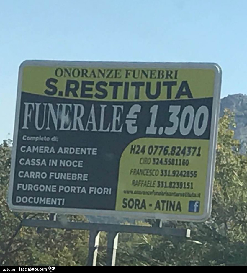 Onoranze funebri S. Restituta. Funerale € 1.300 €