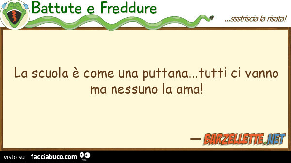 La scuola è come una puttana… tutti ci vanno ma nessuno la ama