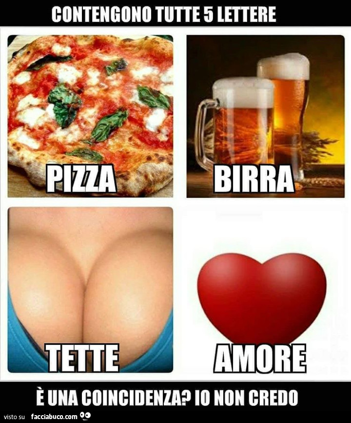 Contengono tutte 5 lettere è una coincidenza? Io non credo