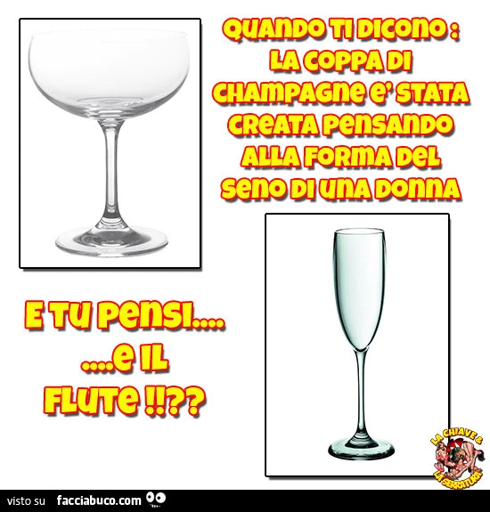 Quando ti dicono: la coppa di champagne è stata creata pensando alla forma del seno di una donna e tu pensi&hellip; e il flute?
