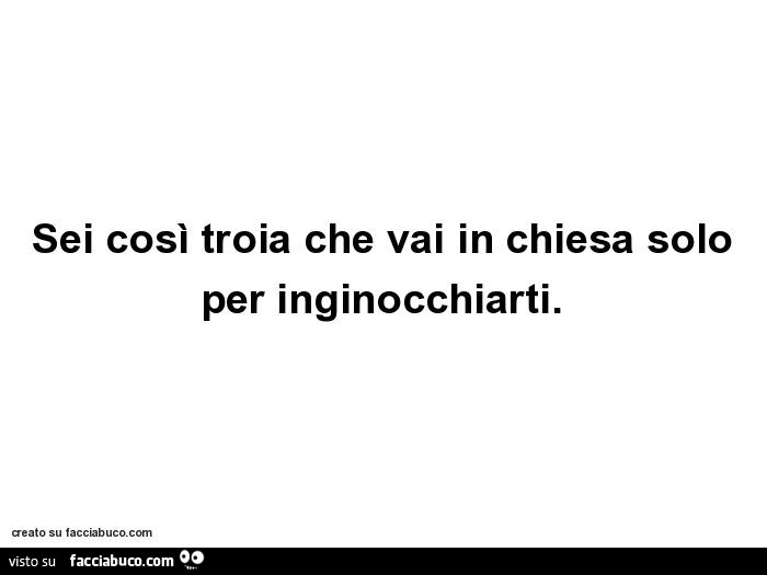 Sei così troia che vai in chiesa solo per inginocchiarti