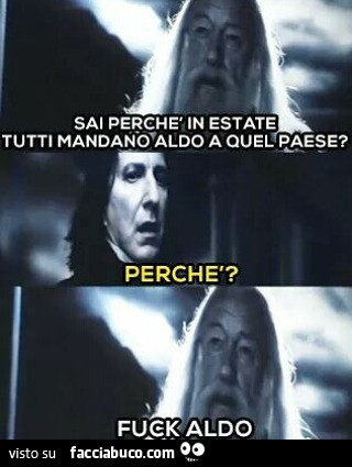 Sai perchè in estate tutti mandano Aldo a quel paese? Perchè? Fuck Aldo