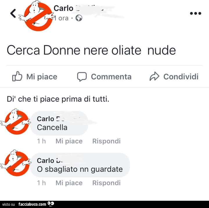 Cerca donne nere oliate nude. Cancella. O sbagliato nn guardate