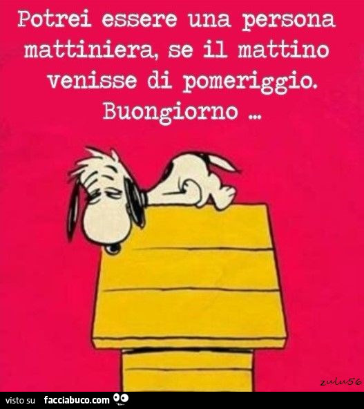 Potrei essere una persona mattiniera, se il mattino venisse di pomeriggio. Buongiorno…