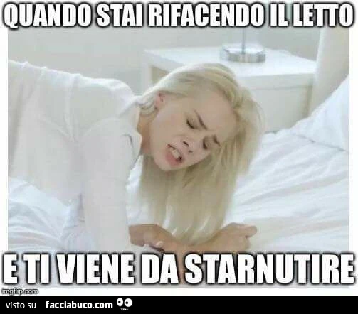 Quando stai rifacendo il letto e ti viene da starnutire