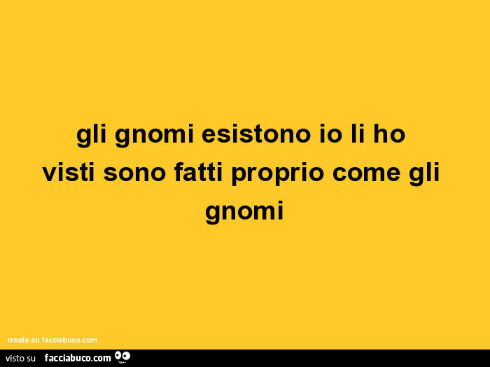Gli gnomi esistono io li ho visti sono fatti proprio come gli gnomi