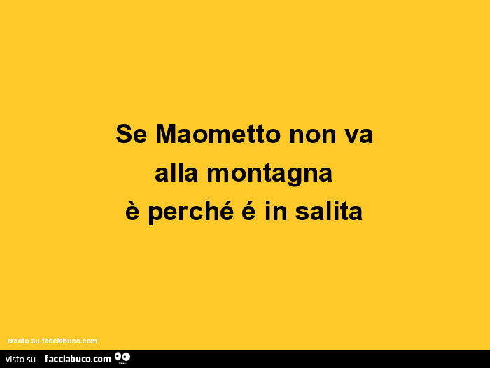 Se la montagna viene da te e tu non sei Maometto, corri perchè è una frana  condiviso da zulu56 