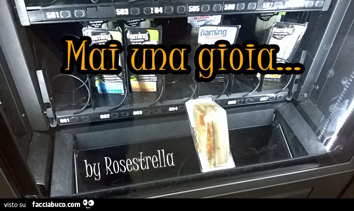 Tramezzino bloccato dentro il distributore: mai una gioia
