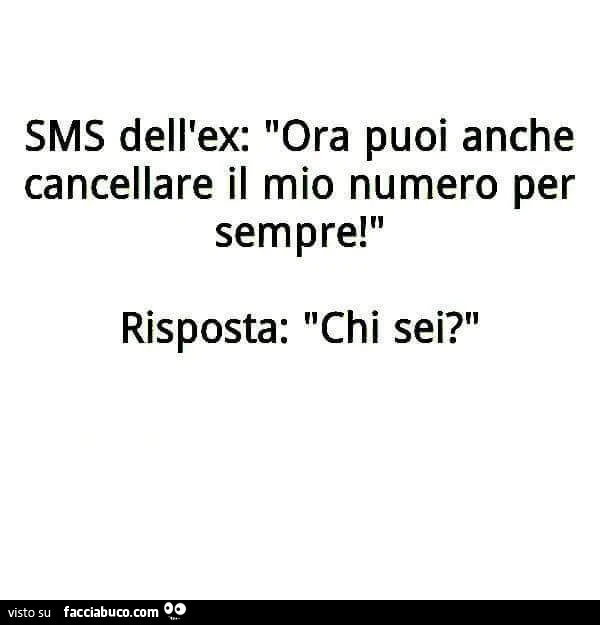Sms dell'ex: ora puoi anche cancellare il mio numero per sempre! Risposta: chi sei?