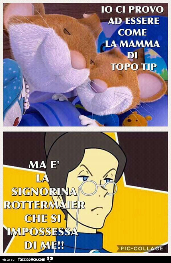 Io ci provo ad essere come la mamma di topo tip, ma è la signorina Rottermaier che si impossessa di me